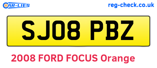 SJ08PBZ are the vehicle registration plates.