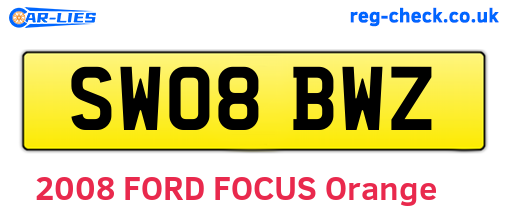 SW08BWZ are the vehicle registration plates.