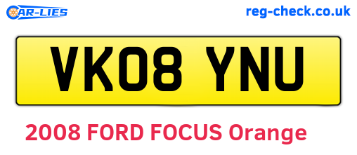 VK08YNU are the vehicle registration plates.
