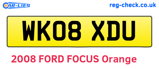 WK08XDU are the vehicle registration plates.