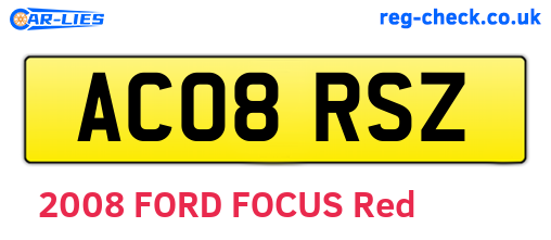 AC08RSZ are the vehicle registration plates.