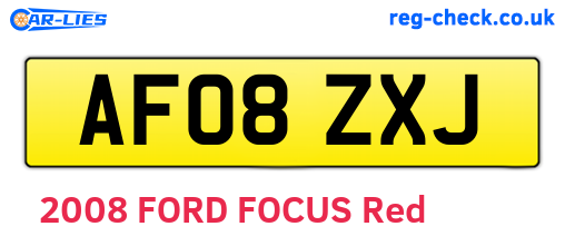 AF08ZXJ are the vehicle registration plates.