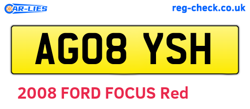 AG08YSH are the vehicle registration plates.