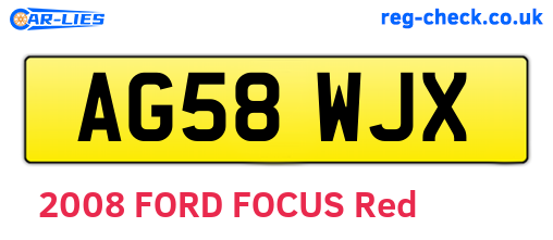 AG58WJX are the vehicle registration plates.