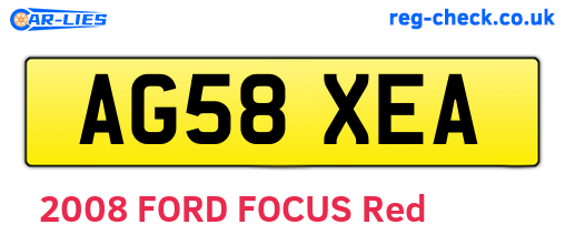 AG58XEA are the vehicle registration plates.