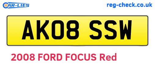 AK08SSW are the vehicle registration plates.
