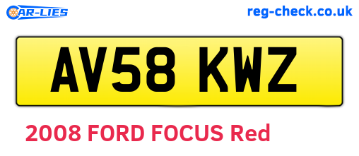 AV58KWZ are the vehicle registration plates.