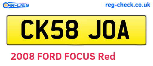CK58JOA are the vehicle registration plates.