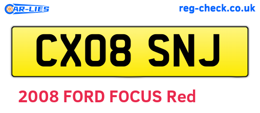 CX08SNJ are the vehicle registration plates.