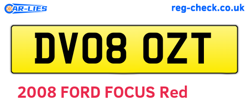 DV08OZT are the vehicle registration plates.