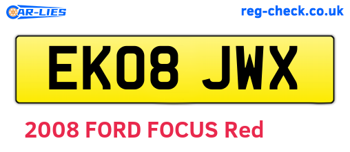 EK08JWX are the vehicle registration plates.