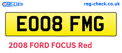 EO08FMG are the vehicle registration plates.