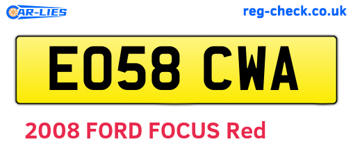EO58CWA are the vehicle registration plates.
