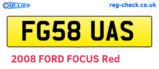 FG58UAS are the vehicle registration plates.