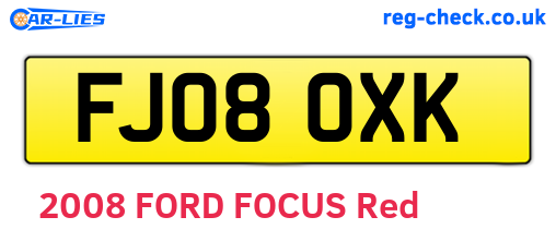FJ08OXK are the vehicle registration plates.