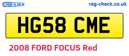HG58CME are the vehicle registration plates.