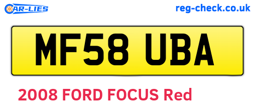 MF58UBA are the vehicle registration plates.