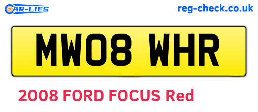 MW08WHR are the vehicle registration plates.