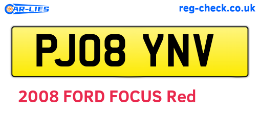 PJ08YNV are the vehicle registration plates.
