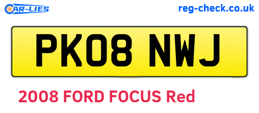 PK08NWJ are the vehicle registration plates.
