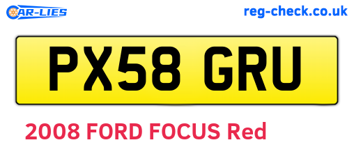 PX58GRU are the vehicle registration plates.