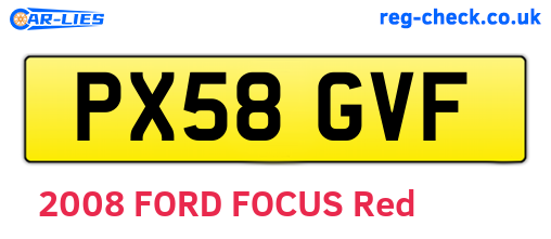 PX58GVF are the vehicle registration plates.