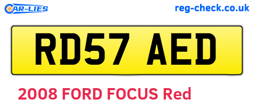 RD57AED are the vehicle registration plates.