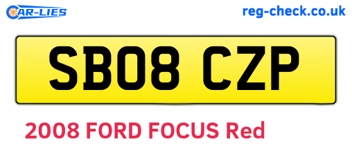 SB08CZP are the vehicle registration plates.
