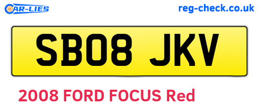 SB08JKV are the vehicle registration plates.