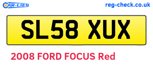 SL58XUX are the vehicle registration plates.
