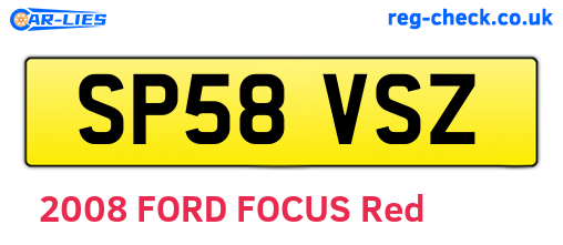 SP58VSZ are the vehicle registration plates.