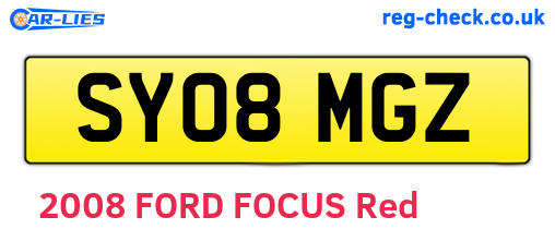 SY08MGZ are the vehicle registration plates.
