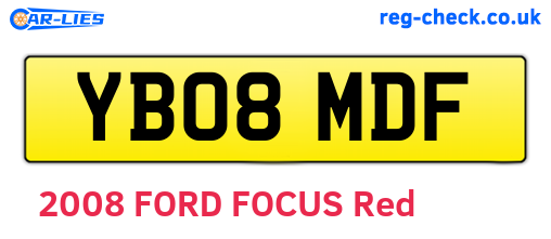YB08MDF are the vehicle registration plates.