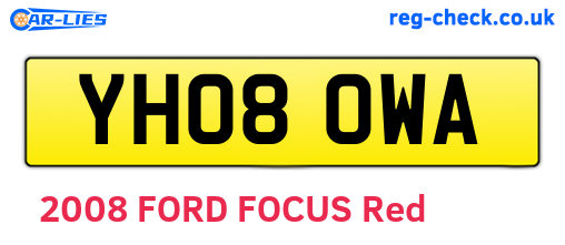 YH08OWA are the vehicle registration plates.