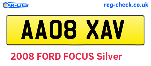 AA08XAV are the vehicle registration plates.