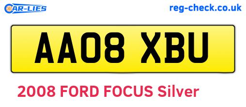 AA08XBU are the vehicle registration plates.