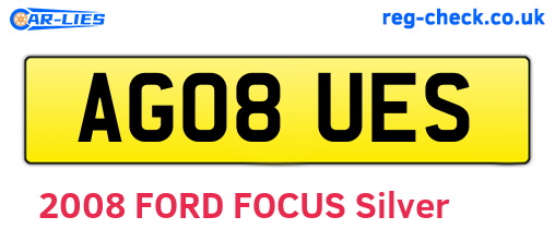 AG08UES are the vehicle registration plates.