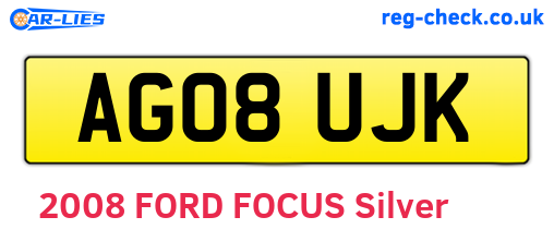 AG08UJK are the vehicle registration plates.