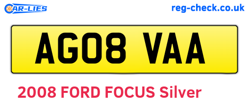 AG08VAA are the vehicle registration plates.