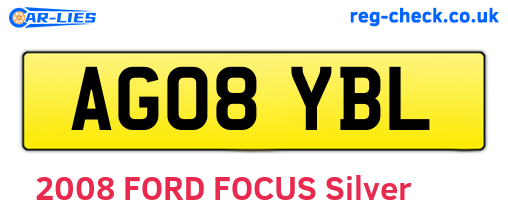 AG08YBL are the vehicle registration plates.
