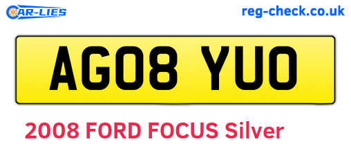 AG08YUO are the vehicle registration plates.