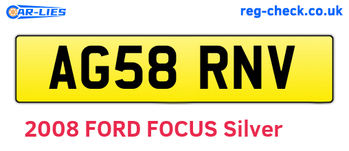 AG58RNV are the vehicle registration plates.