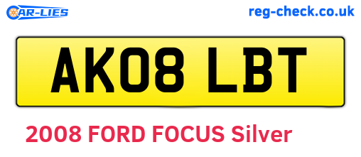 AK08LBT are the vehicle registration plates.
