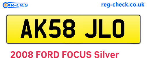 AK58JLO are the vehicle registration plates.