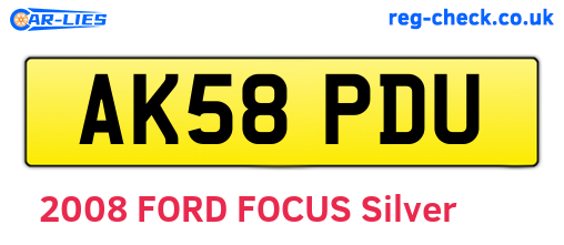 AK58PDU are the vehicle registration plates.