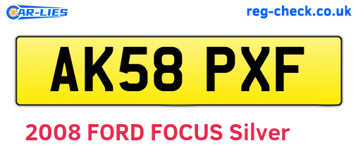 AK58PXF are the vehicle registration plates.