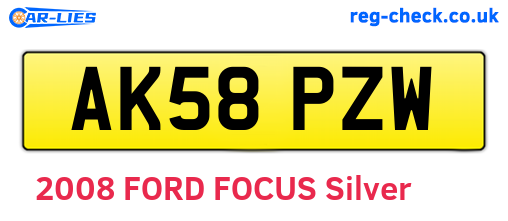 AK58PZW are the vehicle registration plates.