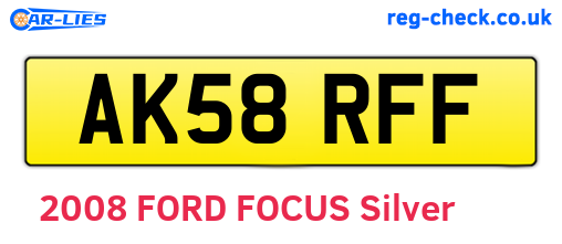 AK58RFF are the vehicle registration plates.