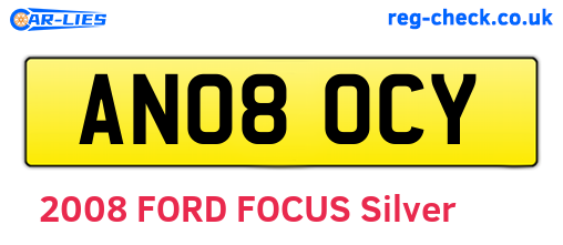 AN08OCY are the vehicle registration plates.