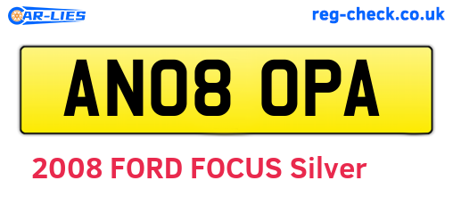 AN08OPA are the vehicle registration plates.
